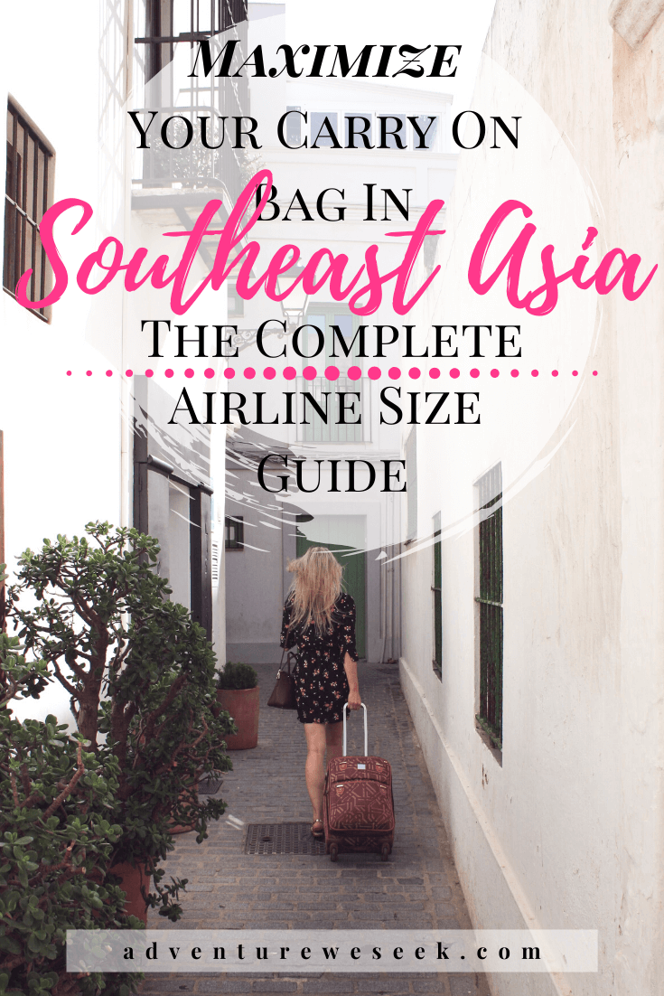 Detailed list of carry on bag sizes for travel on airlines in Southeast Asia. Make sure you can take all your luggage essentials with the biggest size and weight of backpack, tote, carry on suitcase or underseat personal item. Different airplanes have different policies, better check to be sure you’re accepted as carryon across multiple airlines in Southeast Asia.