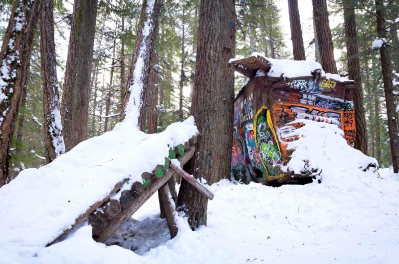 hiking to the train wreck, one of the best things to do in whistler in winter
